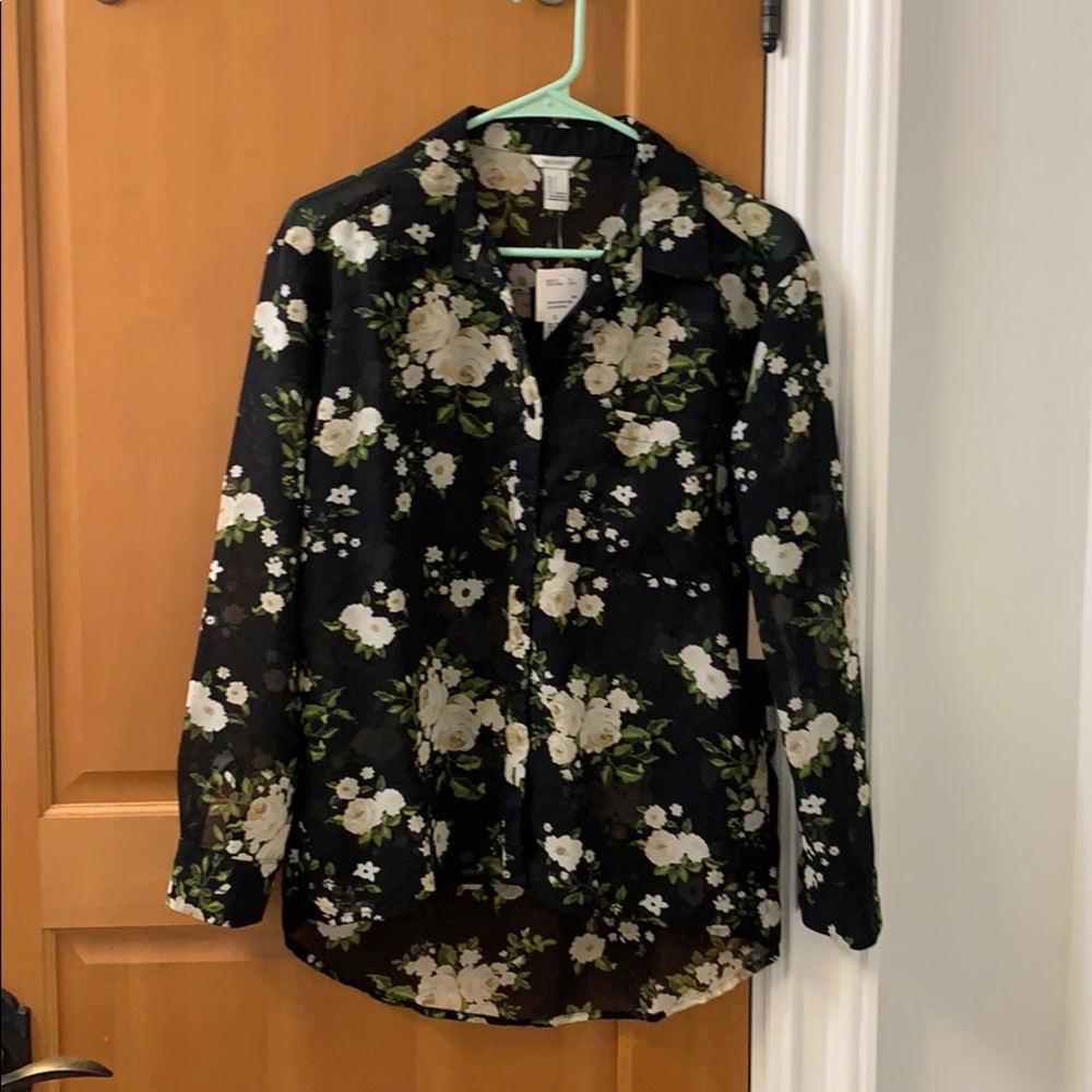 flowered blouse button up
